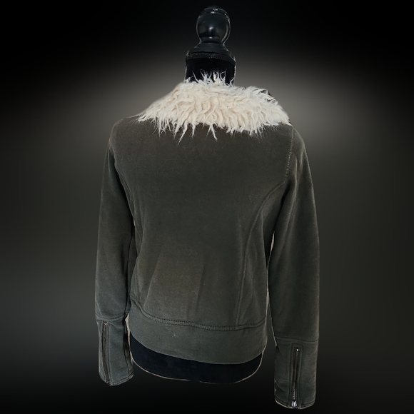 #KG28 Aeropostale Girls Olive Green Jacket With Faux Fur Collar - Picture 3 of 14